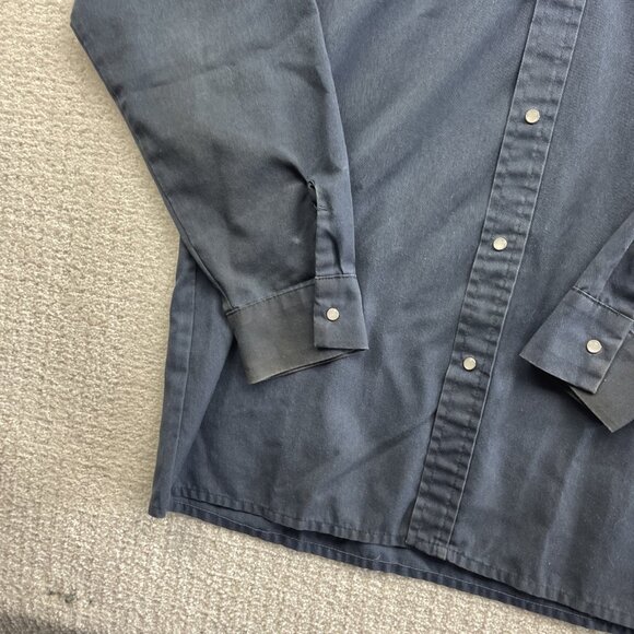 Big Bill Work Shirt Men’s Dark Blue Pearl Snap Long Sleeve Workwear Read* - Picture 6 of 16